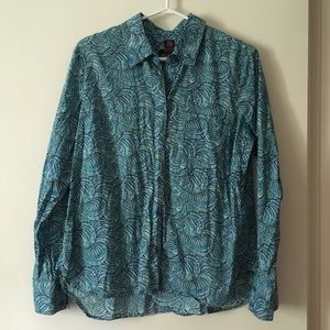 LIBERTY ART FABRICS Blue Cotton Paisley Shirt L